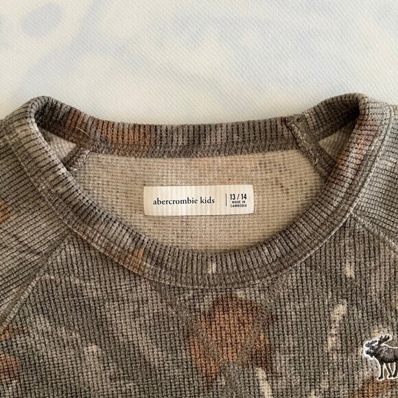 Abercrombie Kids 13/14 Camo Thermal Style Logo Long Sleeve Shirt - Picture 5 of 5